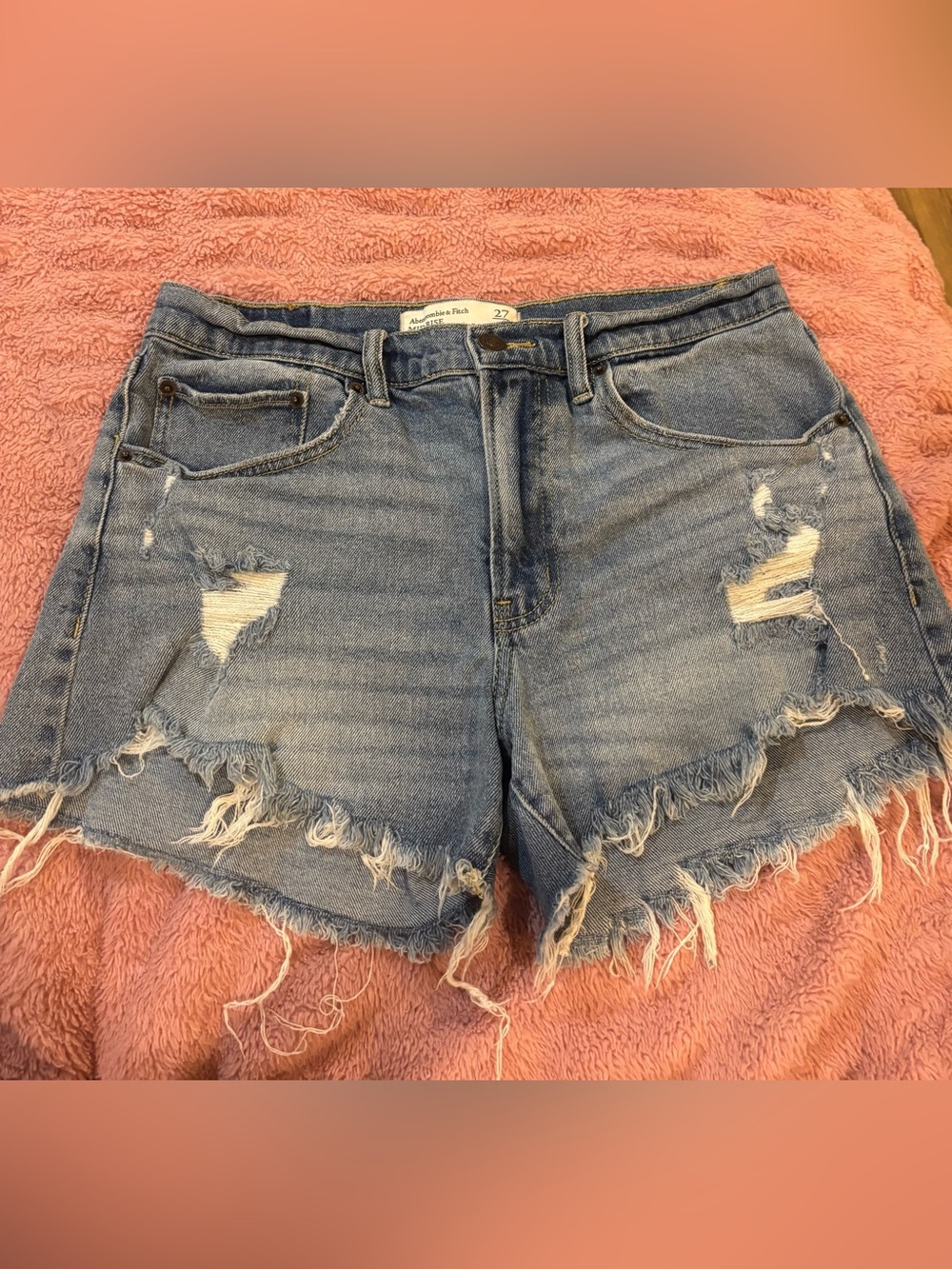 Abercrombie & Fitch Light Blue Distressed Denim Cutoff Shorts